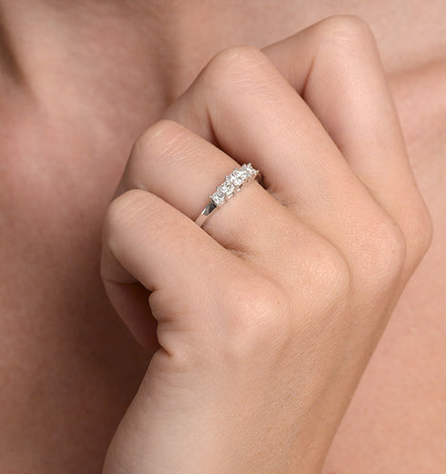 Lucy 18K White Gold 5 Stone Princess Diamond Eternity Ring 0.50CT H/SI
